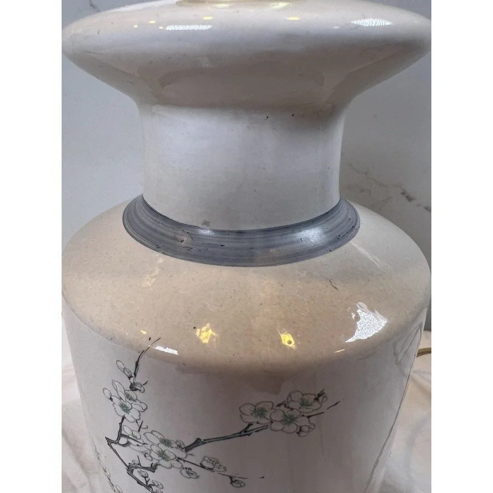 Chinese Hand Painted Ceramic Table Lamp Birds Floral 12